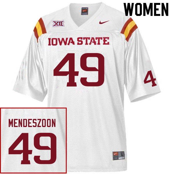 Women #49 Myles Mendeszoon Iowa State Cyclones College Football Jerseys Sale-White